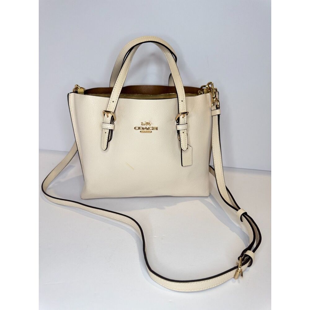 Coach Mollie Tote 25 Chalk White Leather Crossbody Satchel Bag C4084